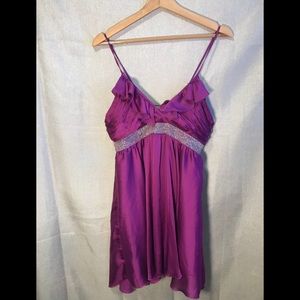 Forever 21 purple satin dress w/embellished waist